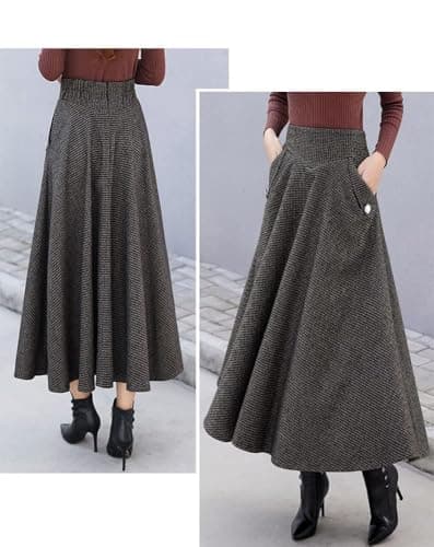 Ylingjun Warm Elastic High-Waisted Wool Skirt