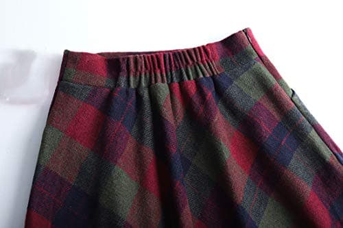Biilyli Women's Elegant Plaid Wool High-Waisted Maxi Skirt