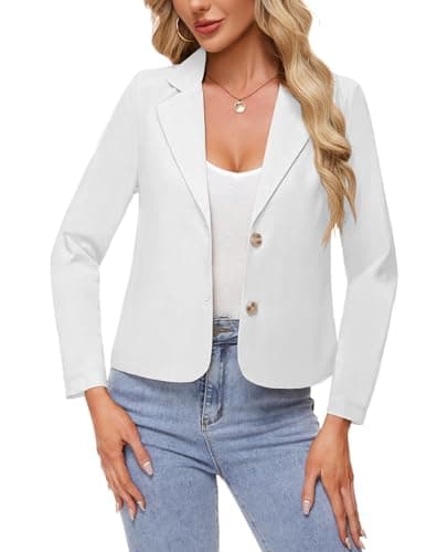 MintLimit Linen Blazer for Women Lightweight Casual Work Jacket — White