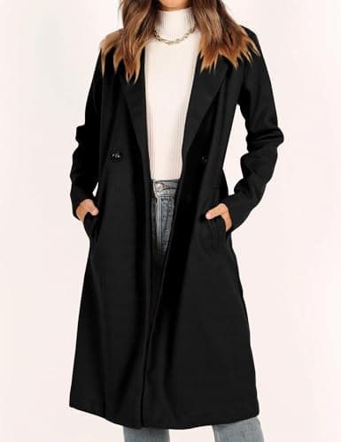 IDEALSANXUN Women's Long Wool Notch Lapel Trench Coat
