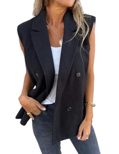 IDEALSANXUN Women's Long Sleeveless Vest Trench Coat Suit Jacket
