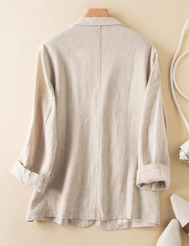 IDEALSANXUN Womens Linen Blazer - Lightweight Casual Suit Jacket