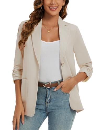 MINTLIMIT Women's Lightweight Cotton Linen Blazer Jackets
