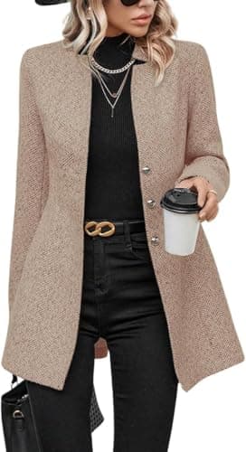 Yoeasy Women's Mid-Length Wool Blend Pea Coat — Khaki