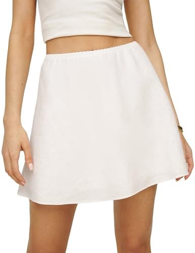 High waisted cotton linen skirt for women