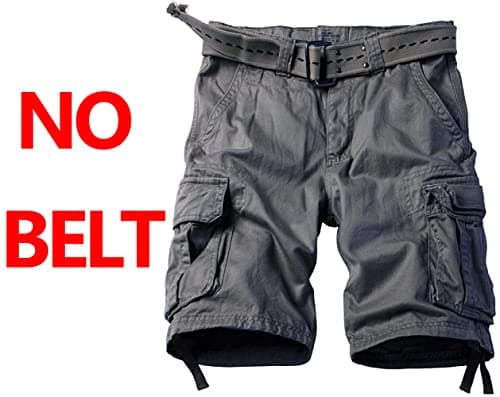 AKARMY Men's Camo Cargo Shorts with Multiple Pockets Casual Cotton Shorts — Gray