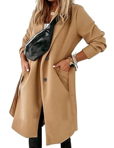 Hooever Women's Mid-Length Double Breasted Wool Blend Peacoat