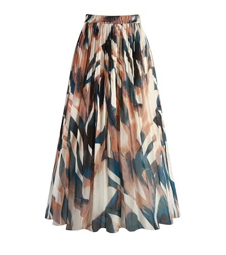 Chic Women's Chiffon Pleated A-Line Midi Skirt — Blue Leaves
