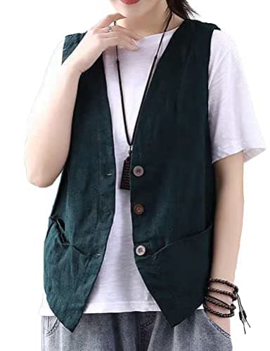 Cotton Linen Women's Sleeveless Vest Fashion Casual Blazers