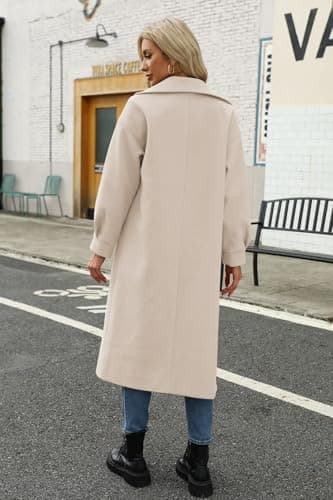 BZB Women's Elegant Double Breasted Pea Coat Winter Wool Blend Notched Collar