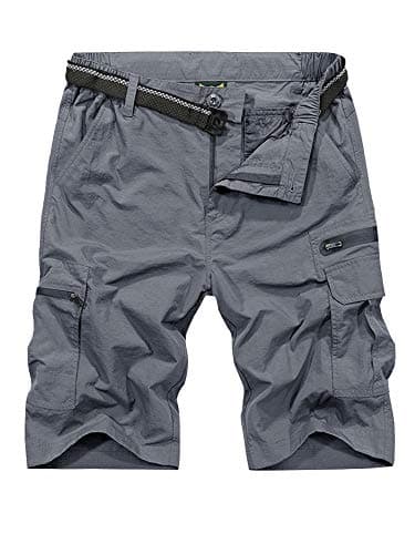 Jessie Kidden Men's Lightweight Quick Dry Water Resistant Fishing Hiking Shorts — Grey