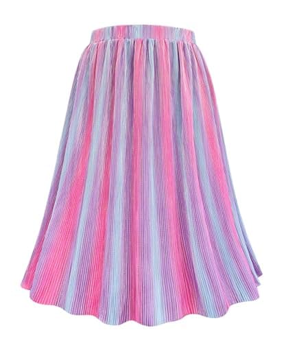 Carcos Plus Size High Waist Flowy A-Line Mini/Midi Skirt XL-5XL — A467-blue Pink