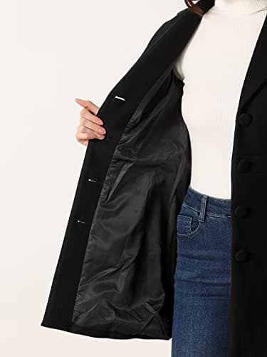 2024 Allegra K Notched Lapel Women's Winter Coat Pea Coat