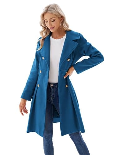 GRACE KARIN Women's Trench Coat Notch Lapel Double Breasted Pea Coat Jacket