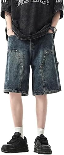 IDEWO Unisex Y2K Baggy Jorts Shorts for SummerVintage Jeans Shorts — Vintage Blue
