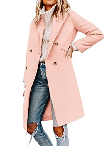 Yousify Women's Double Breasted Winter Pea Coat — 08-pink