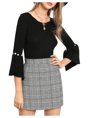 Floerns Women's Plaid High Waist Mini Skirt
