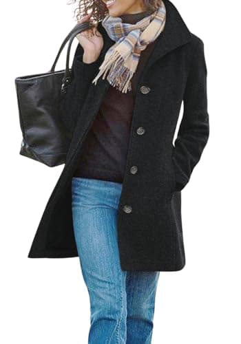 Women's Winter Wool Blend Pea Coat Casual Trench Coat