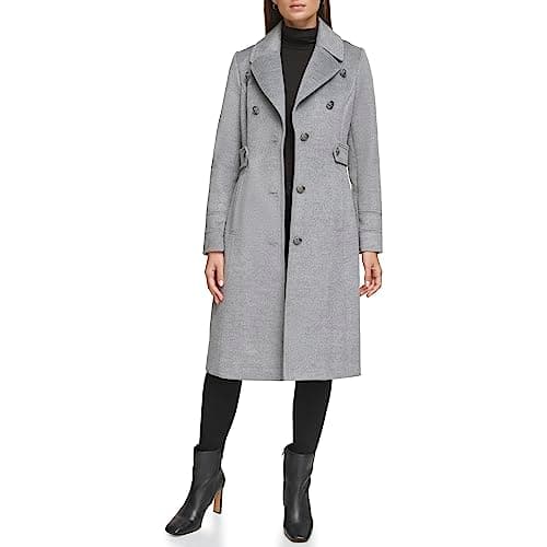 Kenneth Cole Women's Wool Blend Military Overcoat — Military Grey