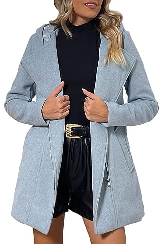 Bellivera Women's Wool Blend Winter Trench Coat — Blue Coat