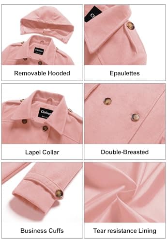 Chrisuno Women's Double Breasted Hooded Pea Coat
