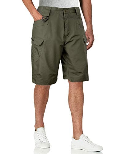 Alimen's Gentle Men's Outdoor Cargo Shorts Elastic Waist Multi-Pocket Tactical — Army Green