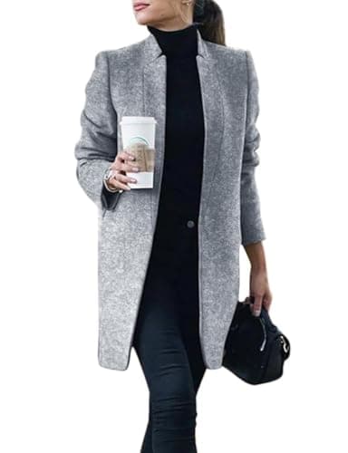 Women's Wool Peacoat with Pockets for Fall/Winter — Heather Grey
