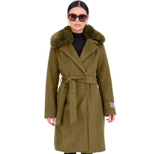 Vince Camuto Women's Warm Peacoat - Winter Dressy Trench Coat — Olive