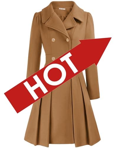 GRACE KARIN Women's Trench Coat Notch Lapel Double Breasted Pea Coat Jacket — Camel