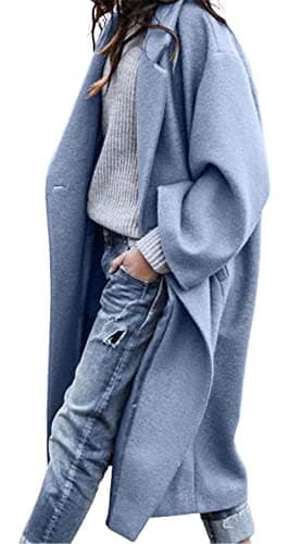 CHARTOU Women's Oversized Wool Blend Midi Trench Coat — Blue