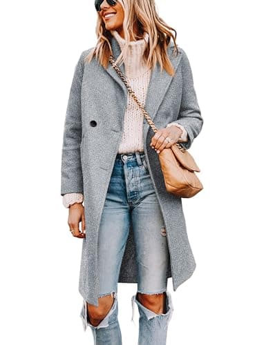 Women's Wool Blend Pea Trench Coat — Light Grey