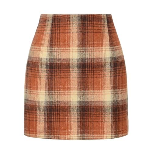 American Trends Women's Plaid High Waist Pencil & Bodycon Mini Skirt