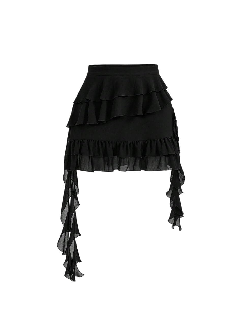 Solid Color Ruffled Hem Skirt