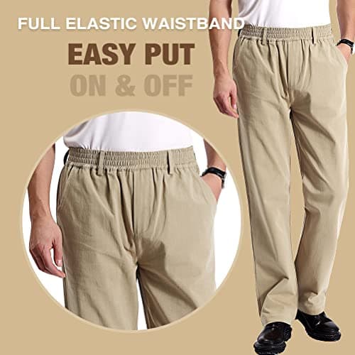 Casual Elastic Waist Twill Pants for Men by IDEALSANXUN