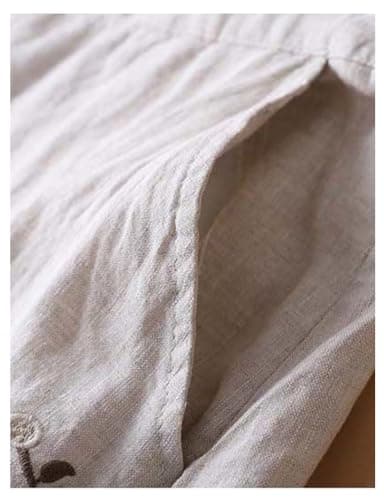 Linen Skirt for Women: 2024 Summer Flowy A Line Embroidered Midi Skirt with Pockets