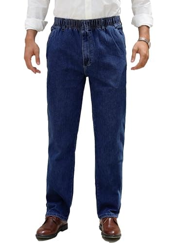 Stylish and Comfortable Elastic Waist Jeans for Men — Dark Blue