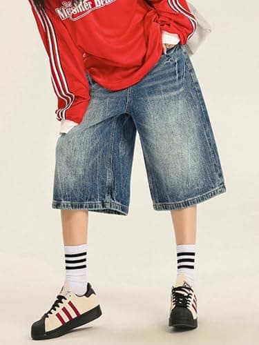 EMMIOL Women's Wide Leg Denim Jorts Shorts Y2K Summer Style