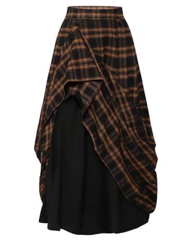 Scarlet Plaid High-Waist Skirt for Women with Pockets — Orange Plaid