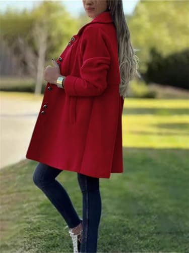 Women's Winter Casual Lapel Collared Wool Pea Coat