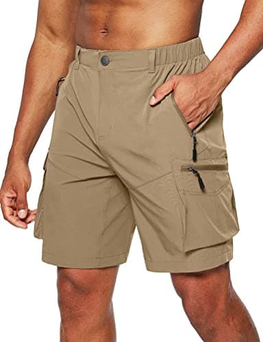 IDEALSANXUN Men's Cargo Shorts: Casual Work, Baggy, Hiking Tactical Summer Shorts — Khaki