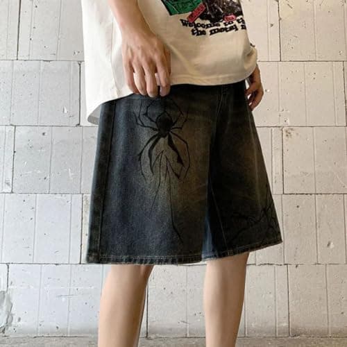 Y2K Jean Jorts Grunge Spider Shorts