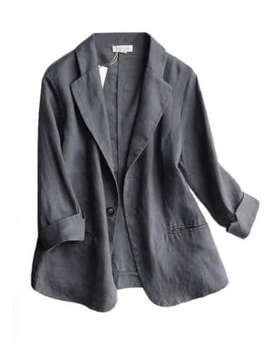 Women's Casual Linen Blazer Jacket — Grey