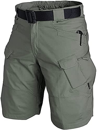 AUTIWITUA Men's Waterproof Tactical Cargo Shorts for Hiking and Fishing — Army Green