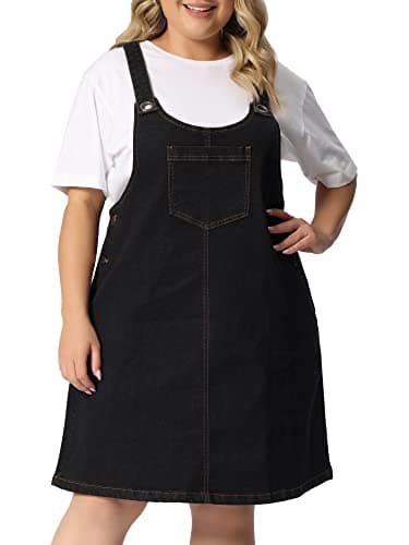 Agnes Orinda Plus Size Women's Denim Overall Bib Dress