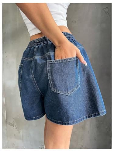 SweatyRocks Women's Y2K High Waist Wide Leg Denim Jean Shorts