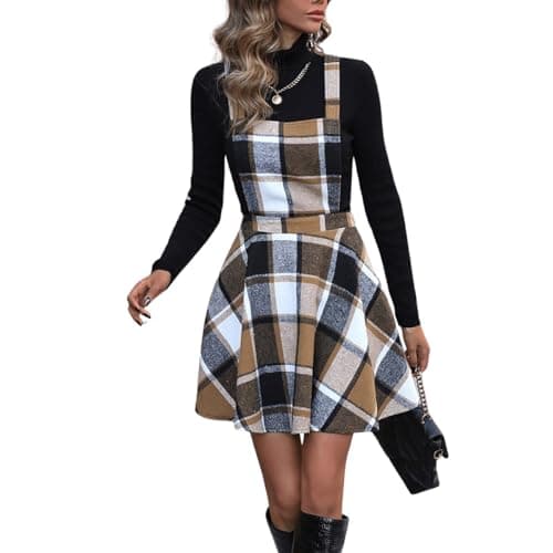 Floerns Women's Corduroy Pinafore Dress with Criss Cross Back Straps