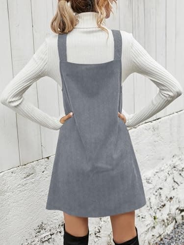 Koinshha Women's Corduroy Mini V-Neck Pinafore Overalls