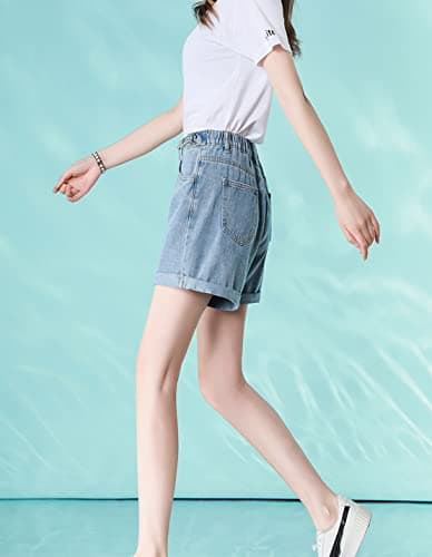 COWOKA Women's Summer Casual Loose Wide Leg Rolled Up Shorts