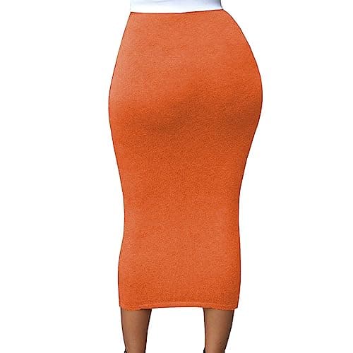 Lrady Women's High Waist Slim Maxi Pencil Skirts for Night Out Party — Orange