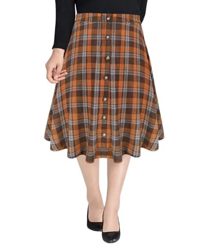 TIYOMI Women's Plus Size Stretchy Swing Corduroy Skater Skirt XL-5XL